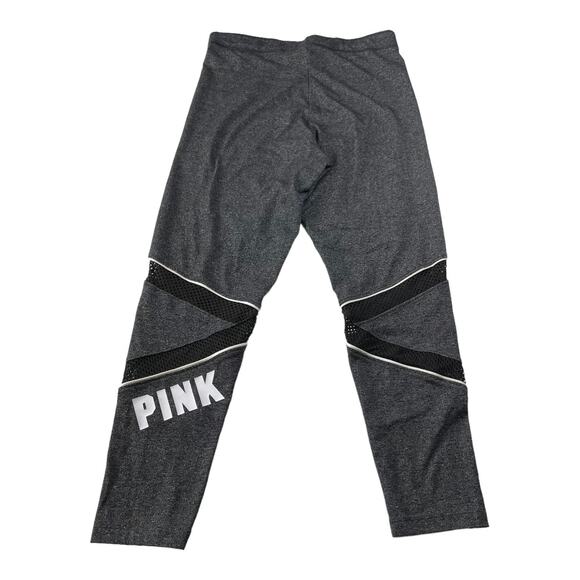 PINK Victorias Secret Womens Athletic Capri Leggings Sz Small Mesh Accent Gray - Picture 2 of 8